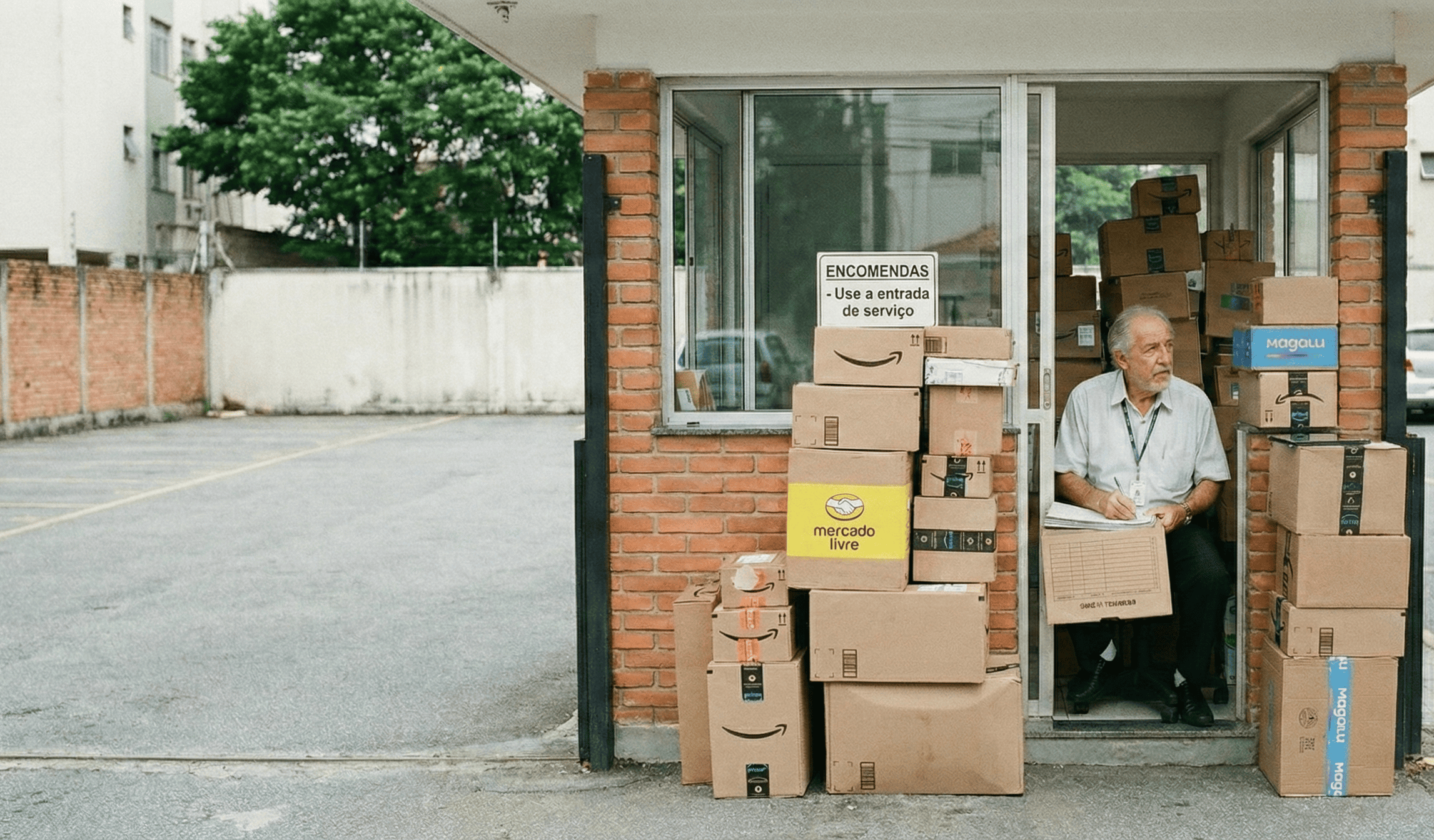 Porteiro utilizando livro de protocolo